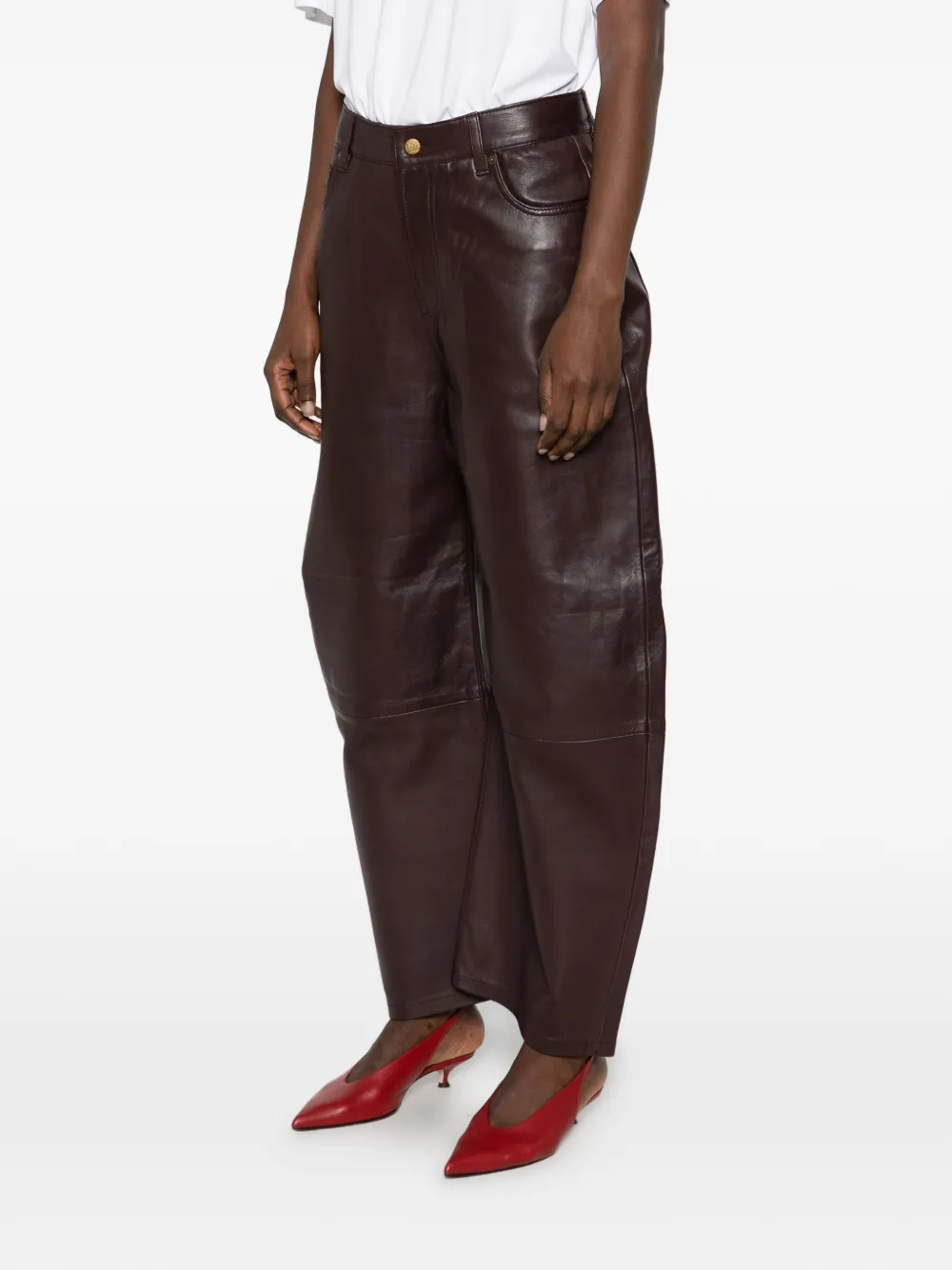 LOIS JEANS wide-leg leather trousers Bruin