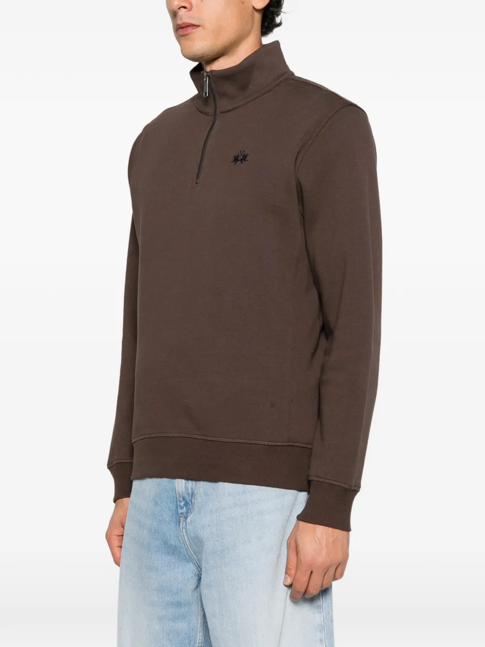 La Martina Sweater met halve rits Bruin