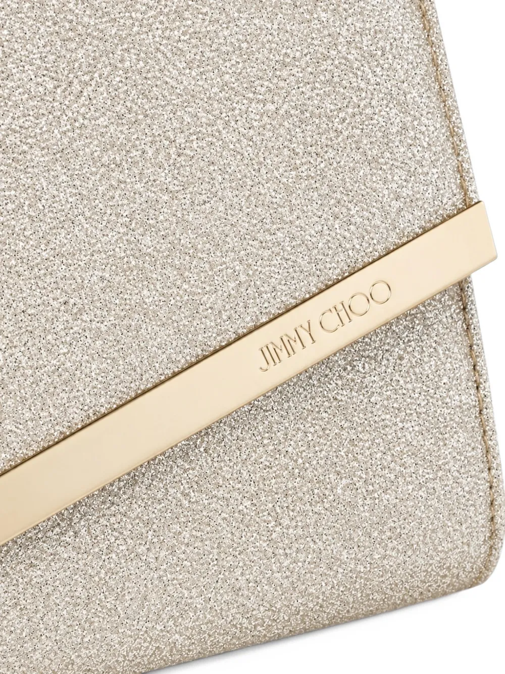 Jimmy Choo Emmie platinum ice dusty glitter clutch bag Goud