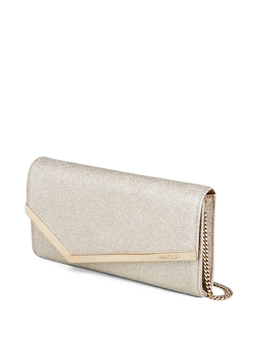 Jimmy Choo Emmie platinum ice dusty glitter clutch bag Goud