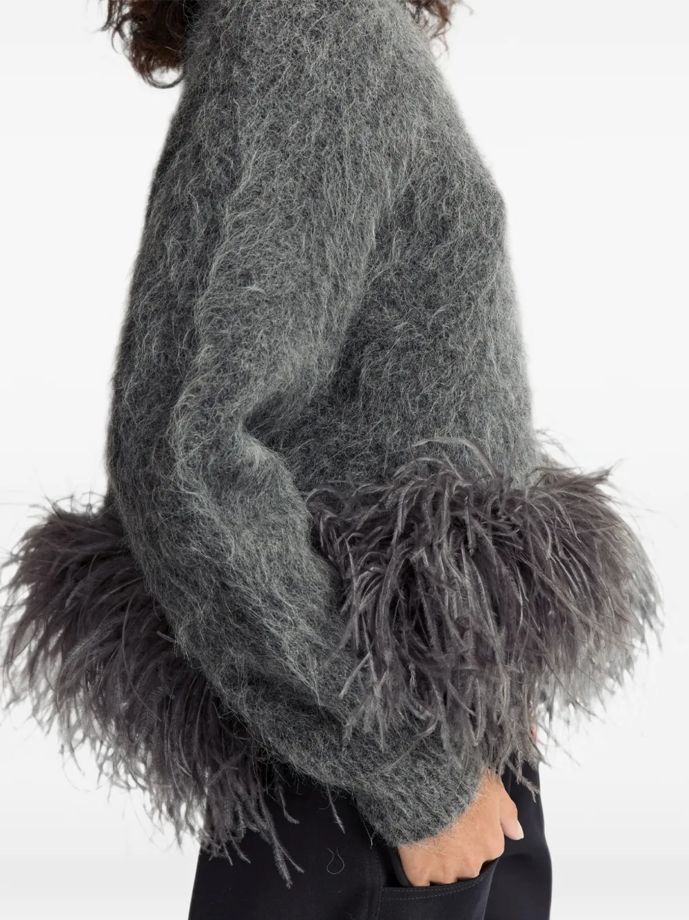 16Arlington Dovico feather-trim sweater Grijs