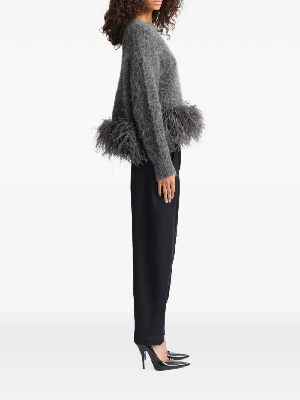 16Arlington Dovico feather-trim sweater Grijs