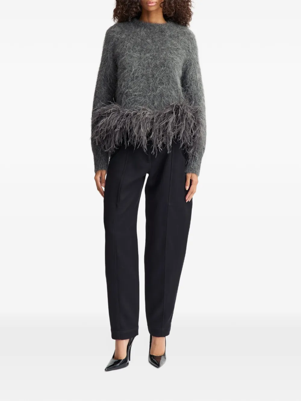 16Arlington Dovico feather-trim sweater Grijs