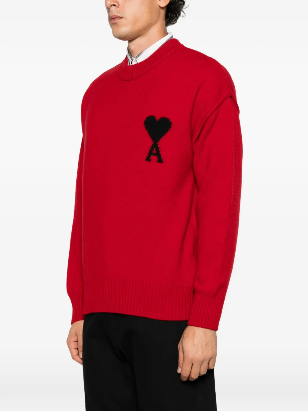 AMI Paris Ami de Coeur intarsia-knit sweater Rood
