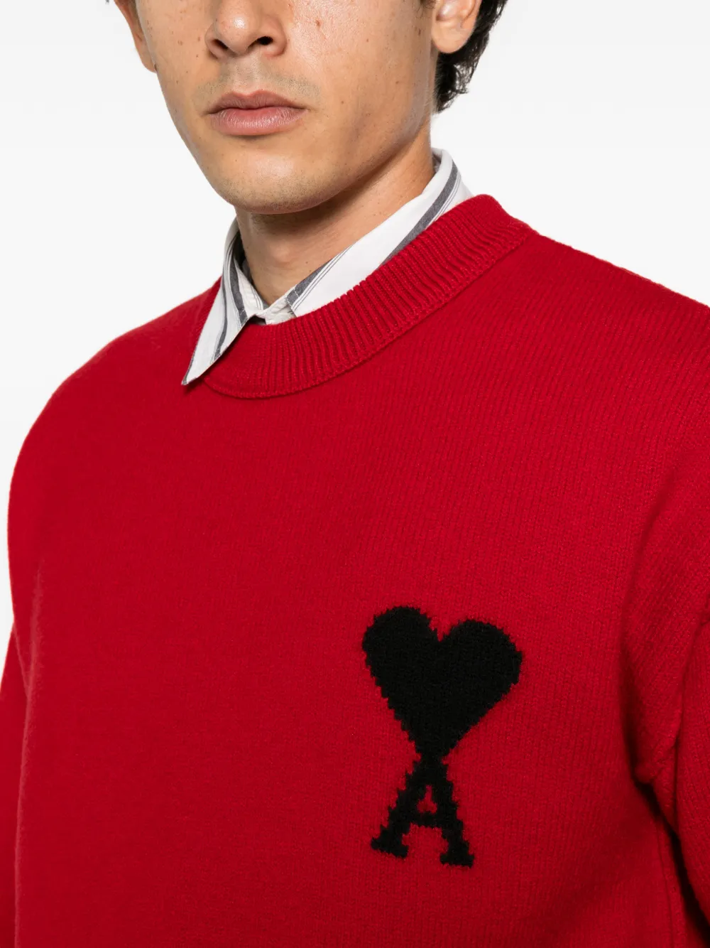 AMI Paris Ami de Coeur intarsia-knit sweater Rood