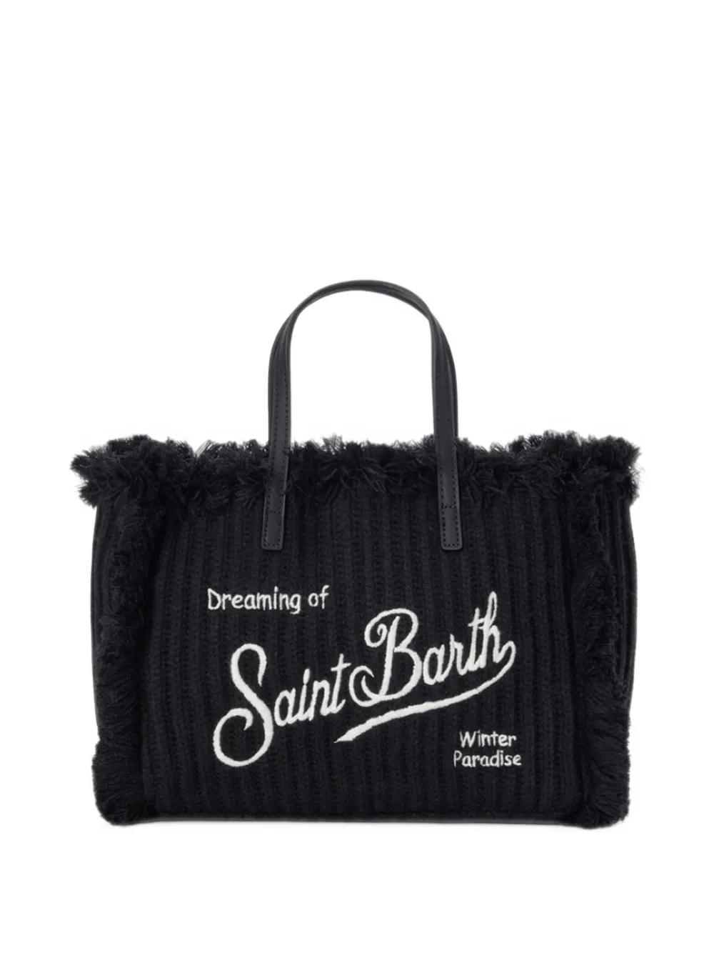 MC2 Saint Barth black Colette bag with ribbed knit design Zwart