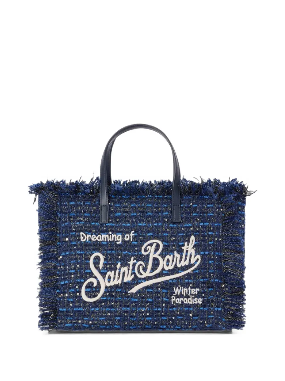 MC2 Saint Barth navy blue Colette bag with lurex threads and logo embroidery Blauw