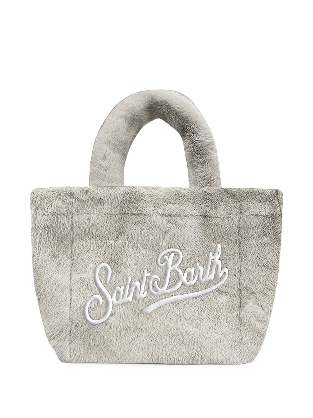 MC2 Saint Barth grey mini Vanity soft bag in faux fur with logo embroidery Grijs