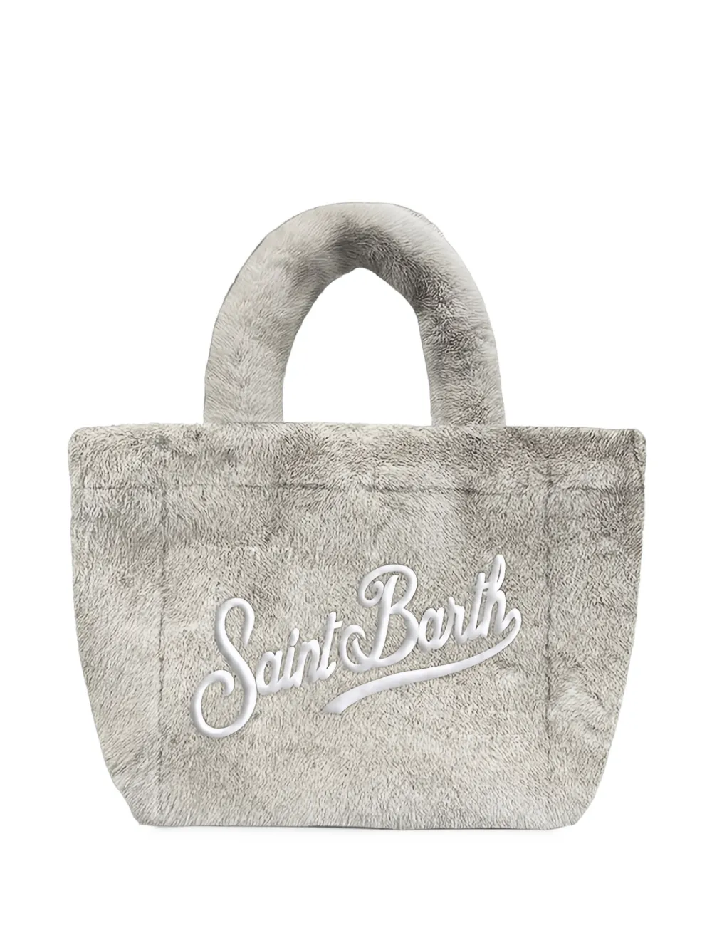 MC2 Saint Barth grey mini Vanity soft bag in faux fur with logo embroidery Grijs