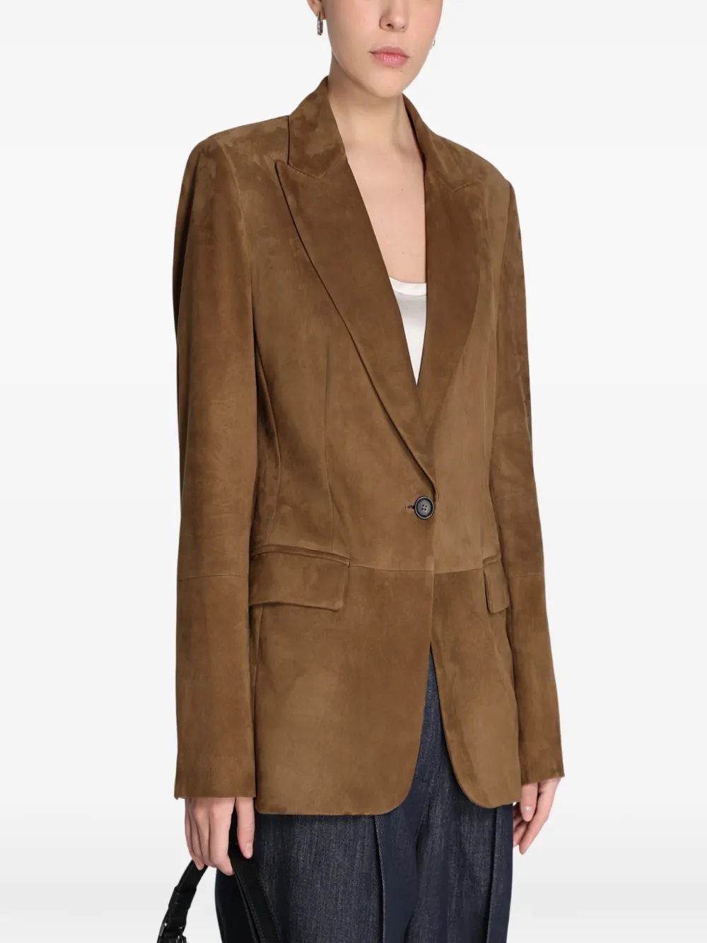 Brunello Cucinelli peak-lapel single-breasted blazer Bruin