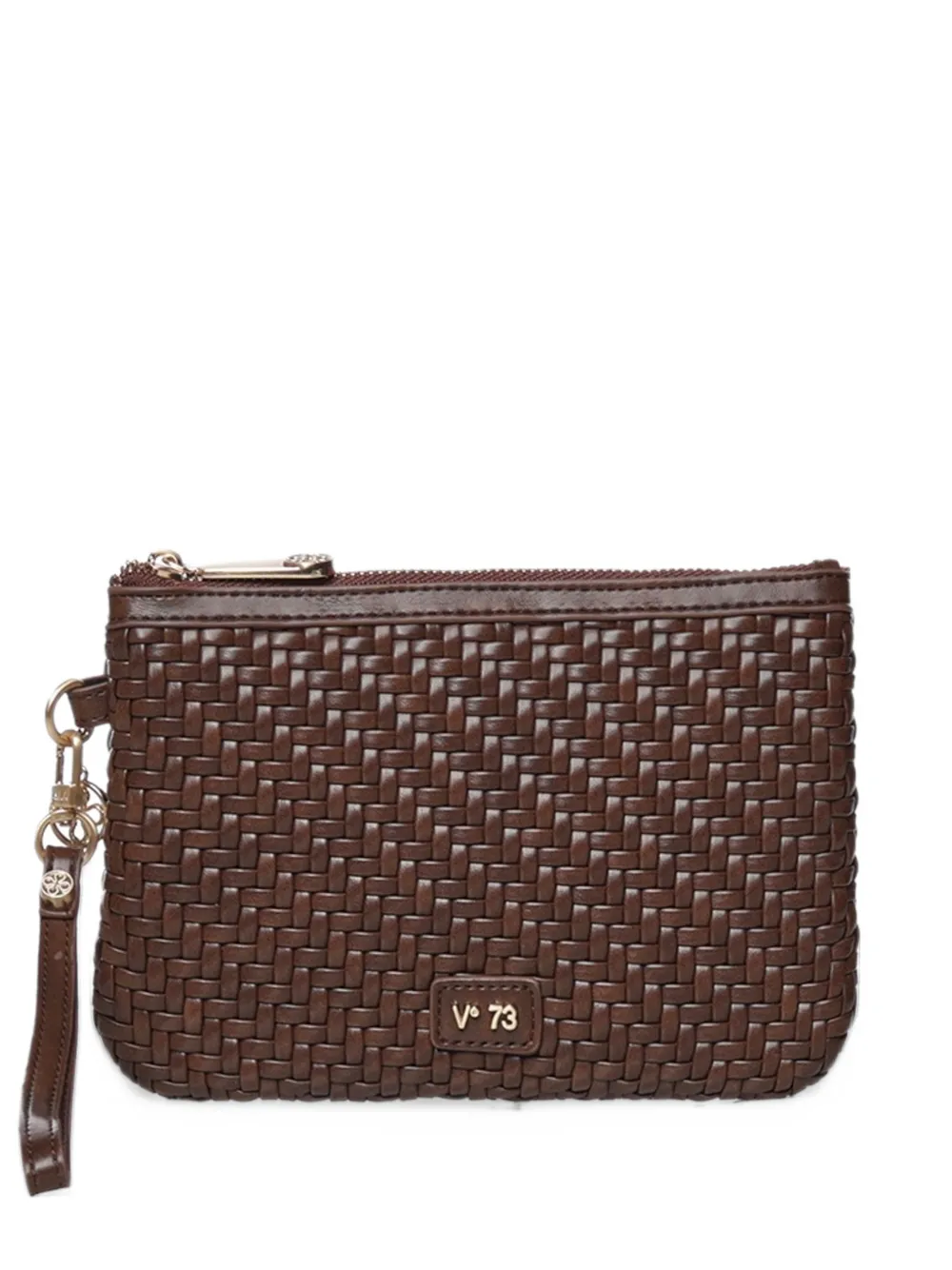 V°73 woven-effect wristlet clutch bag - Marrone