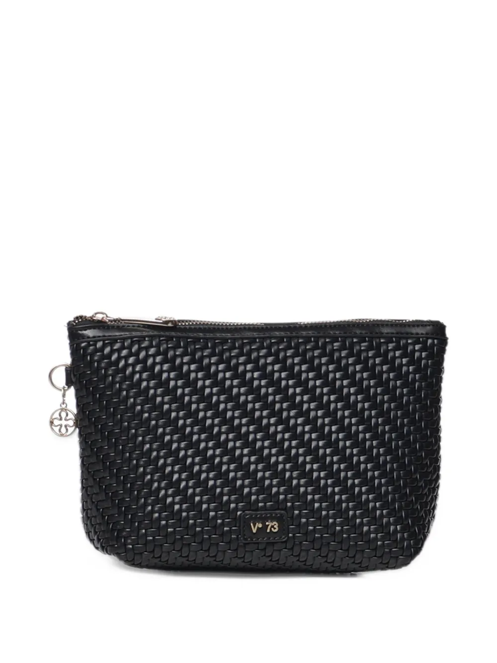 V°73 woven-design logo-plaque pouch - Nero