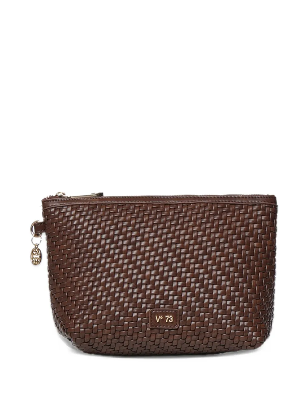 V°73 Zelda woven-effect logo-plaque clutch bag - Marrone