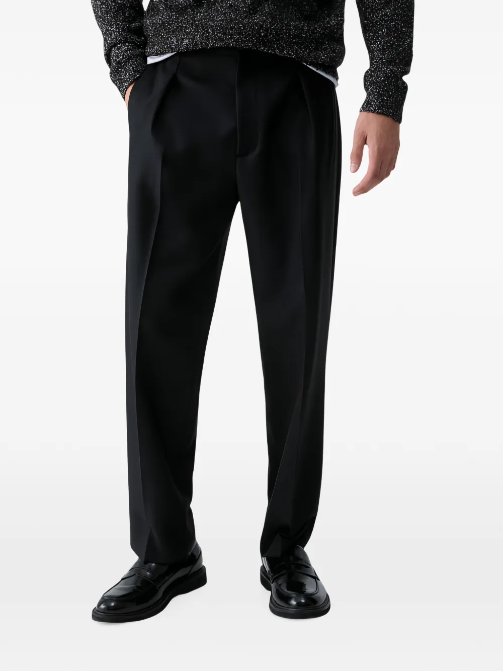 LIU JO trousers relaxed fit in a wool blend Zwart