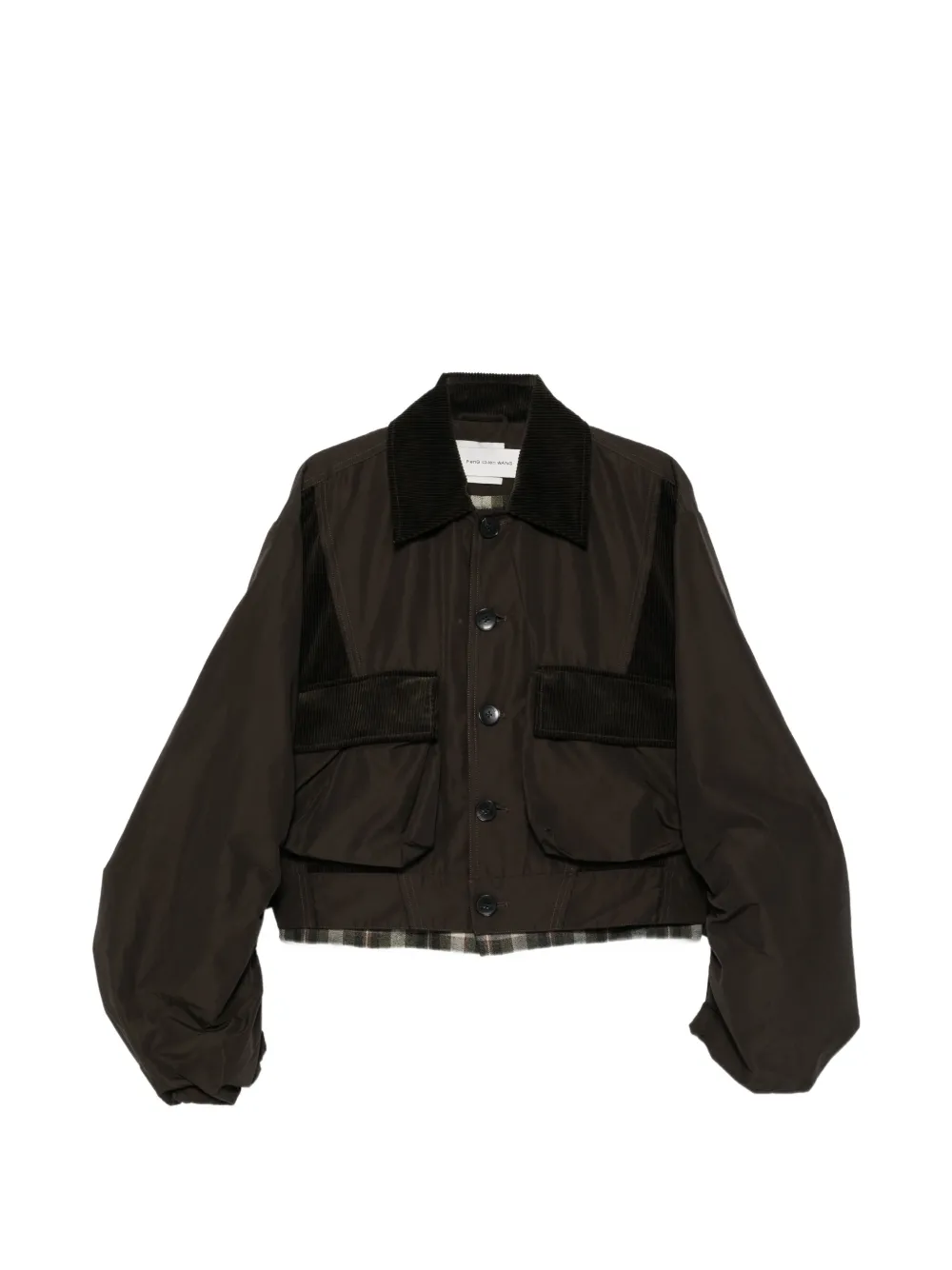 Feng Chen Wang corduroy-collar gathered-sleeve jacket - Braun
