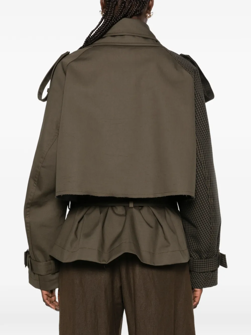 Feng Chen Wang check-panelled double-breasted jacket Groen