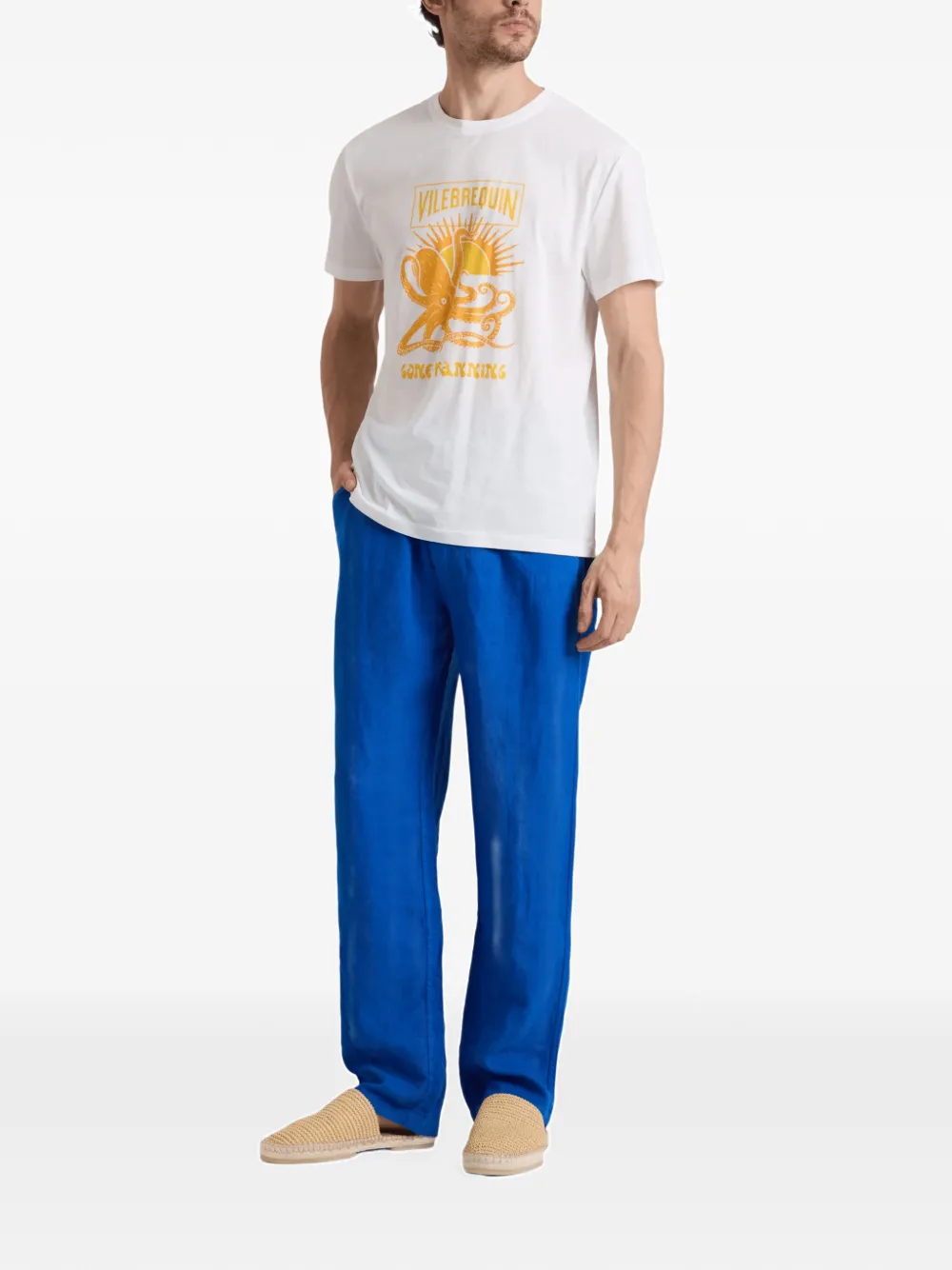 Vilebrequin Pacha drawstring-waist linen trousers Blauw