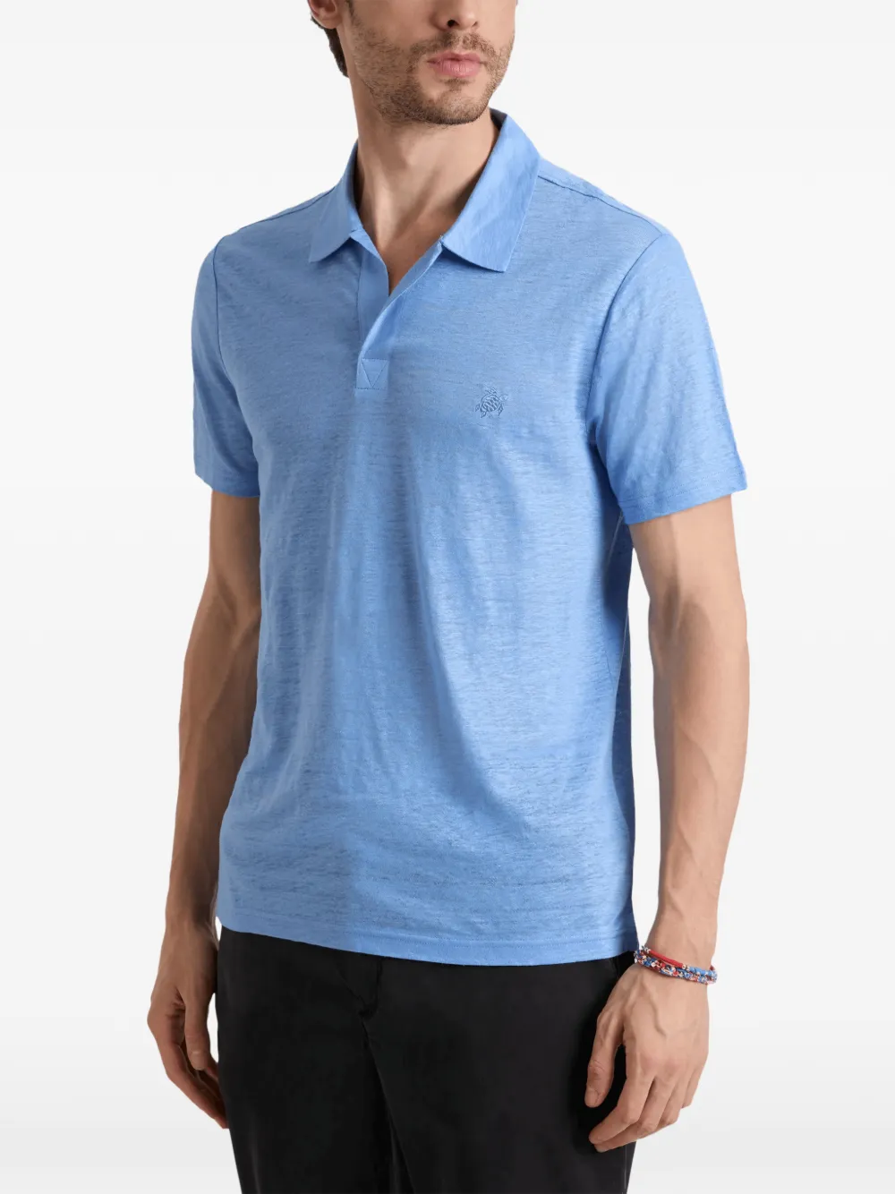 Vilebrequin Pyramid linen polo shirt Blauw