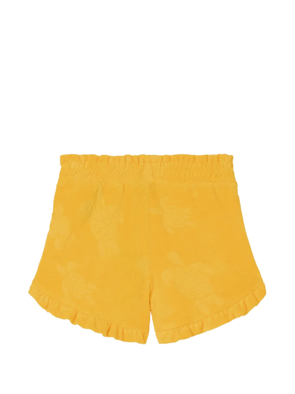 Vilebrequin Kids Terry ruffled turtle-jacquard shorts Geel