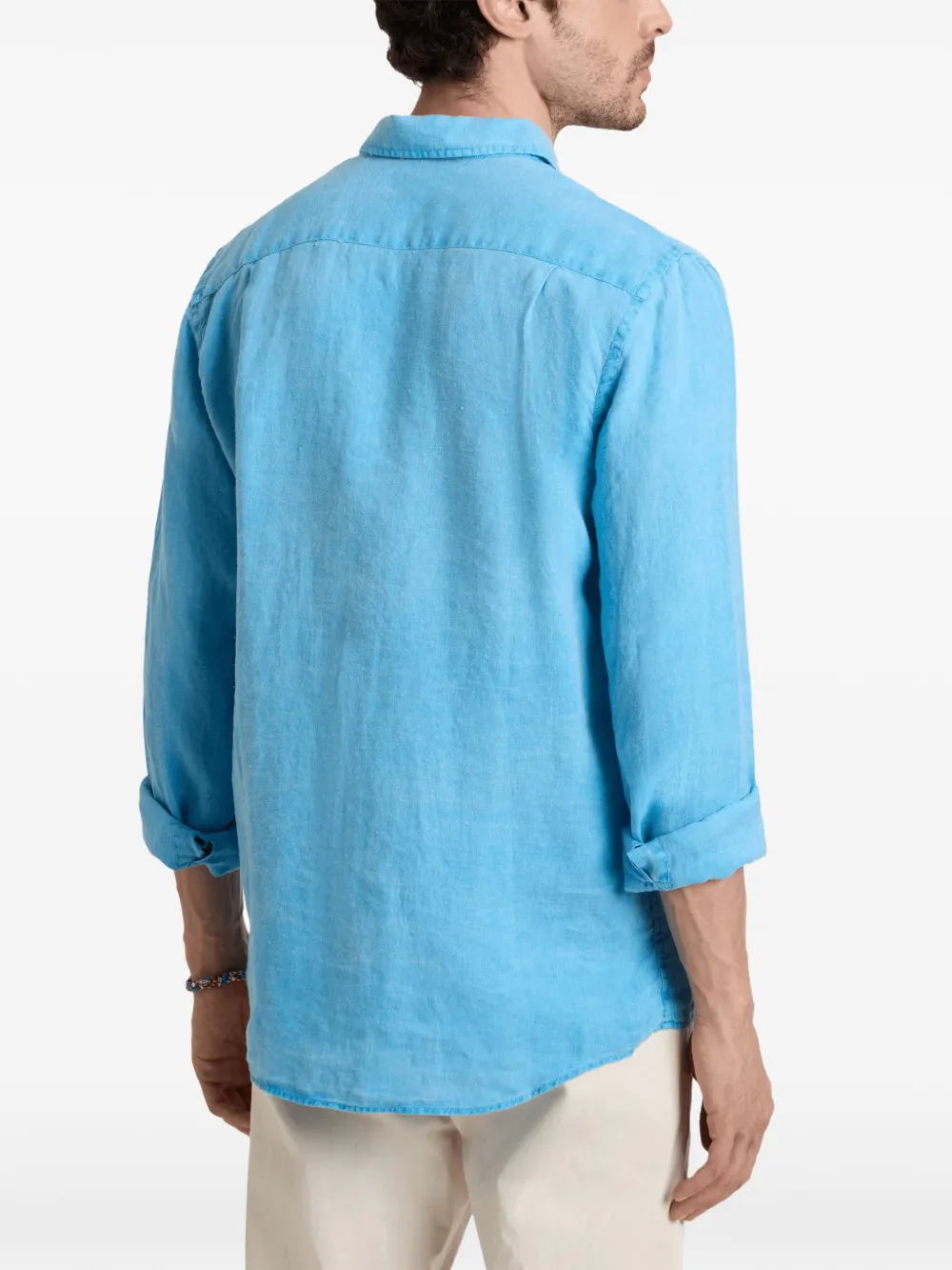 Vilebrequin Caroubis linen chest-pocket shirt Blauw