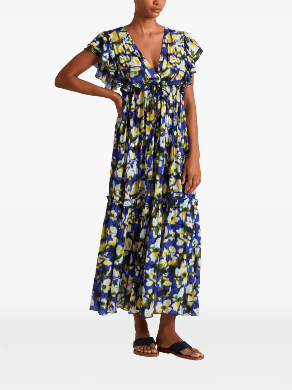 Vilebrequin Frangipanier Trouble floral-print maxi dress Blauw