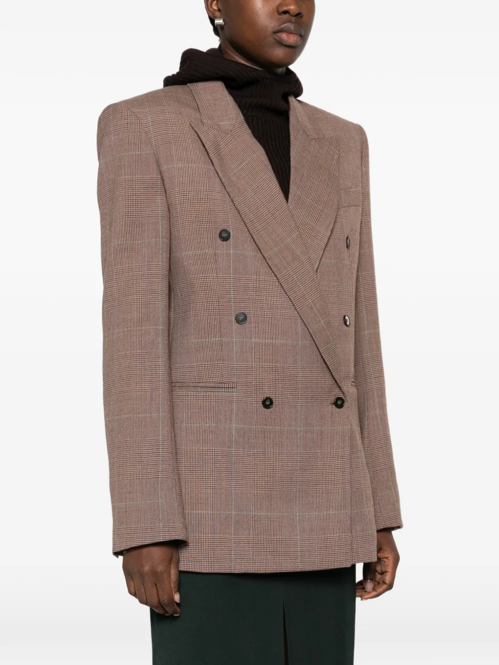 The Frankie Shop Monterey jack met Glen-ruit en dubbele rij knopen Bruin
