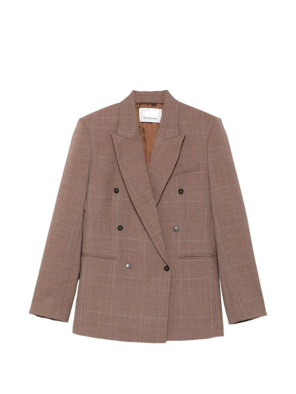 The Frankie Shop Monterey jack met Glen-ruit en dubbele rij knopen Bruin