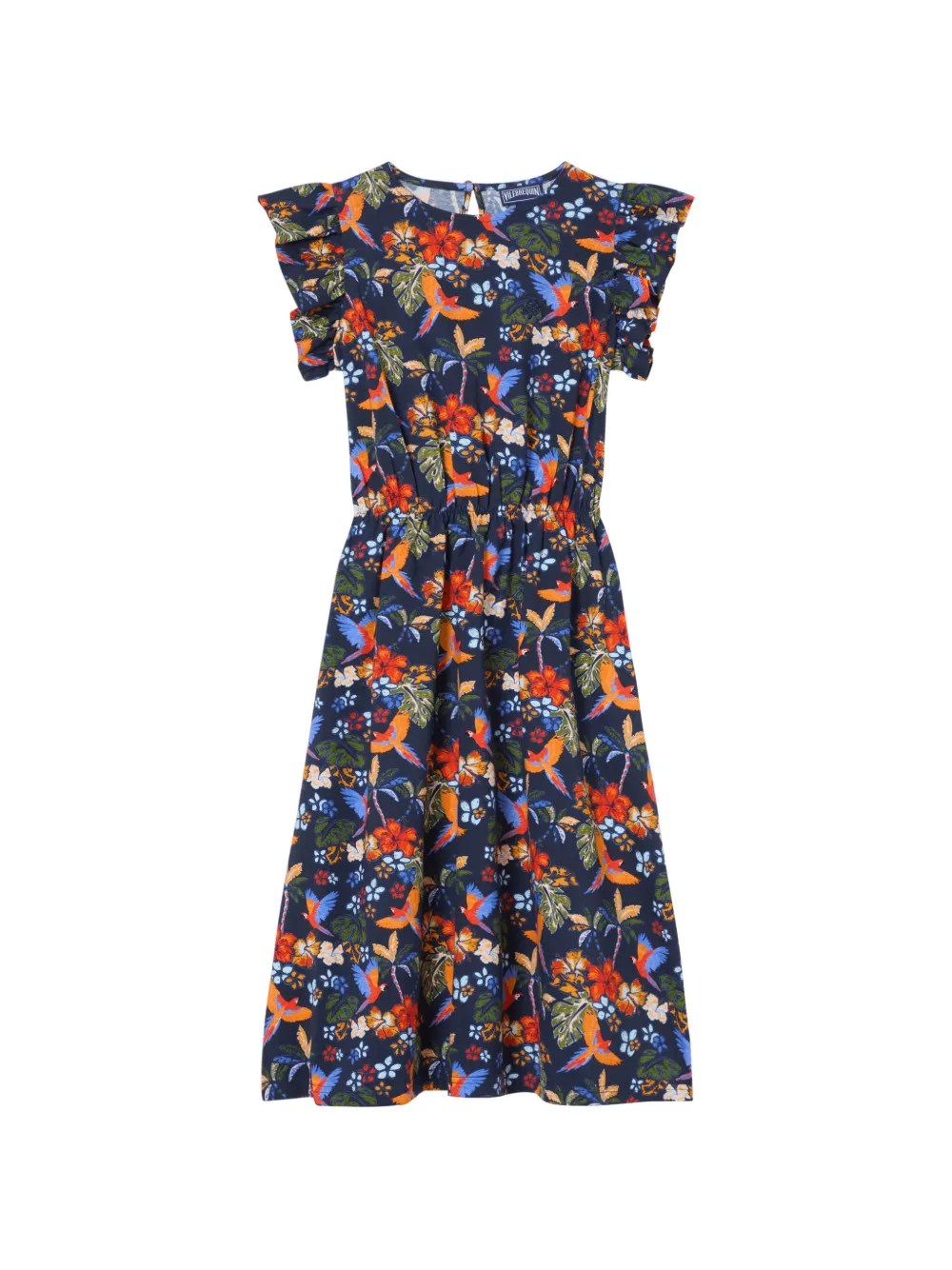 Vilebrequin Kids Salva floral-print ruffled dress Blauw