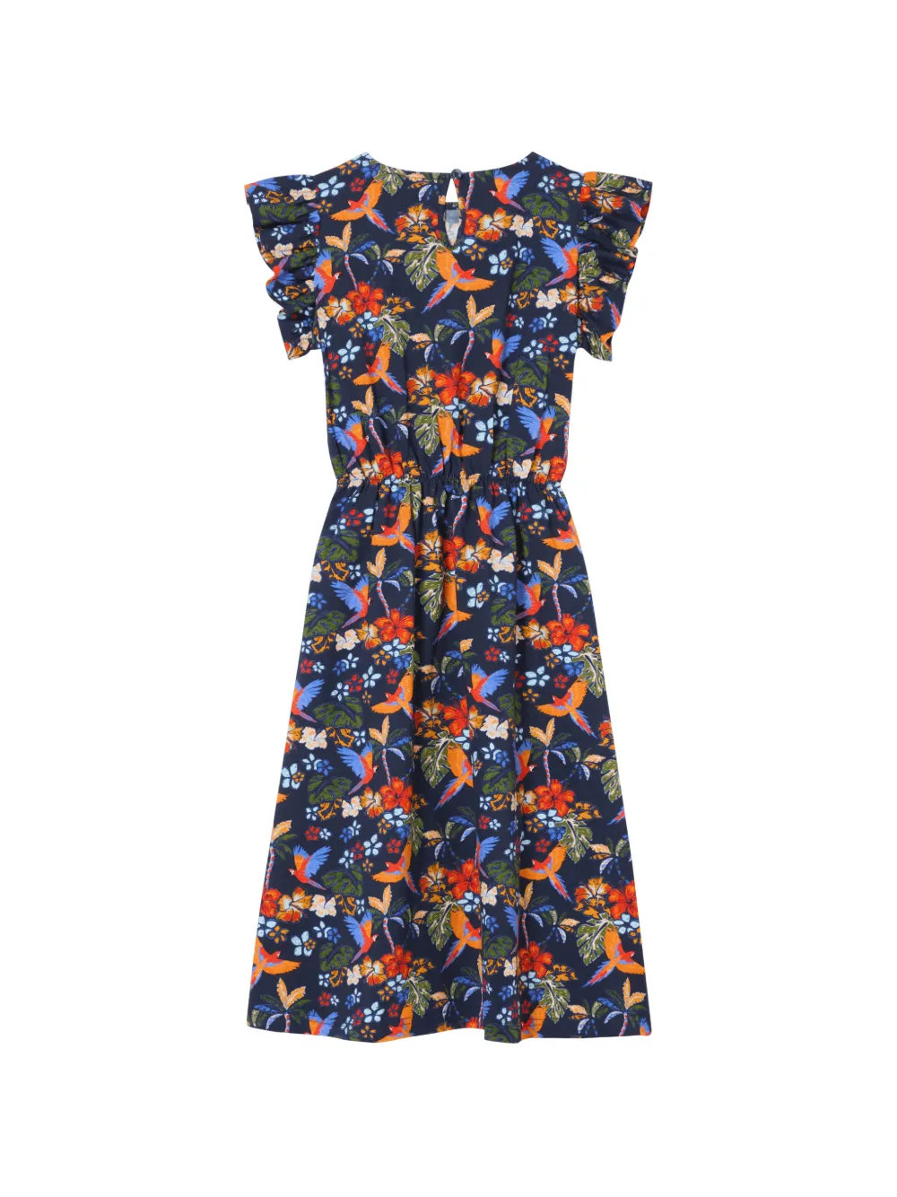 Vilebrequin Kids Salva floral-print ruffled dress Blauw