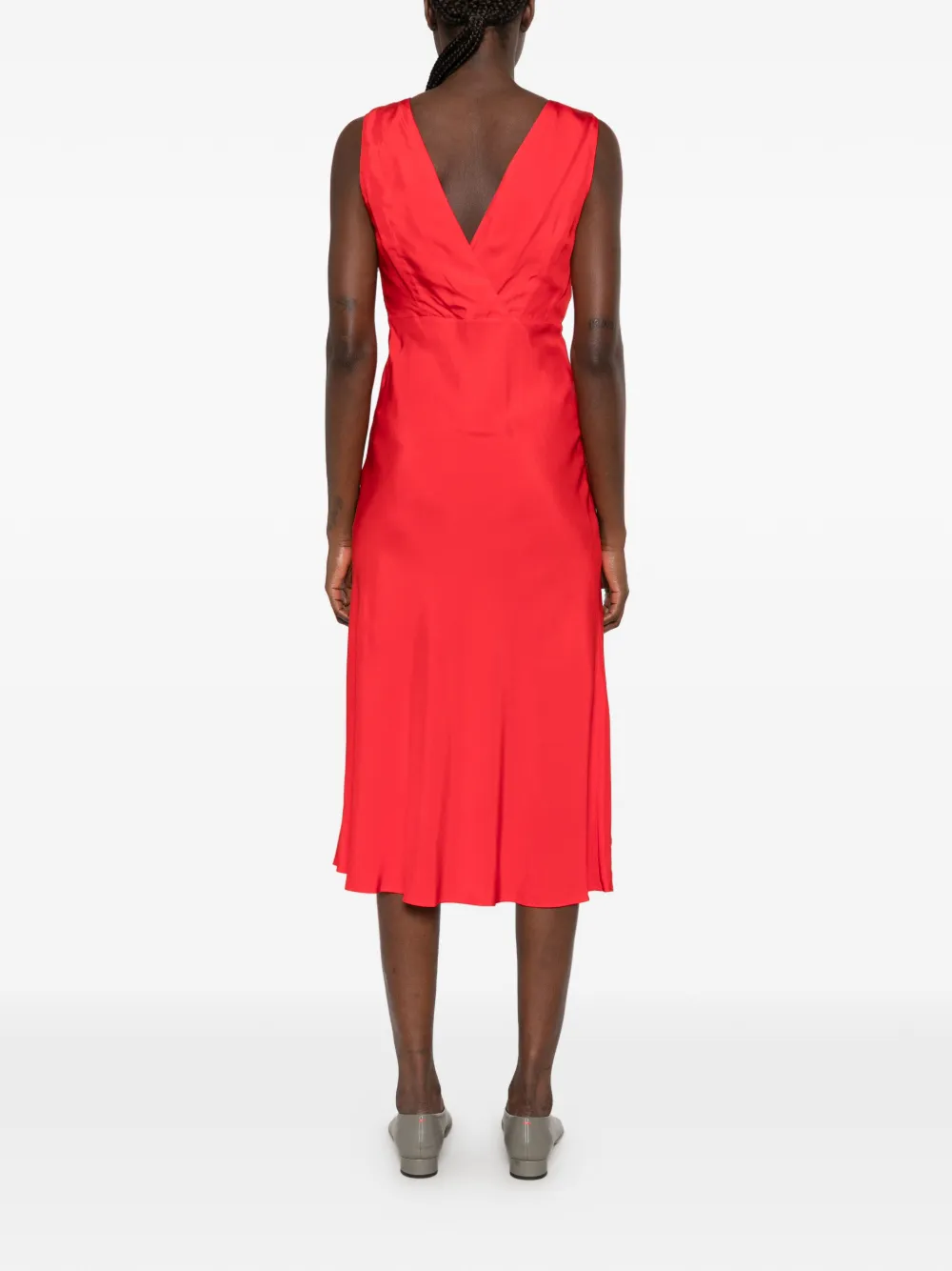 Calvin Klein Midi-jurk met V-hals Rood