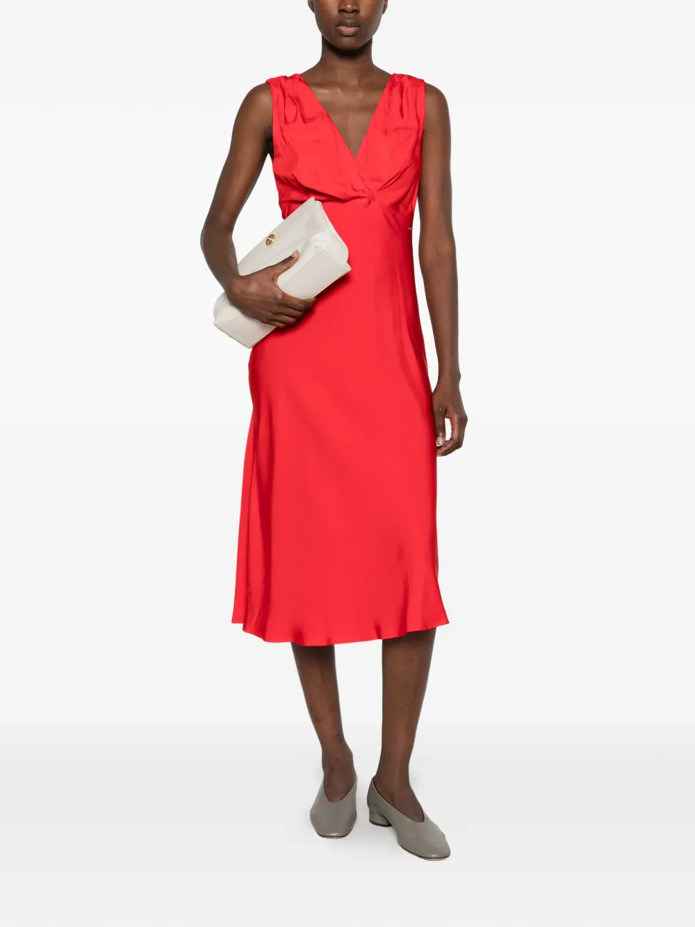 Calvin Klein Midi-jurk met V-hals Rood
