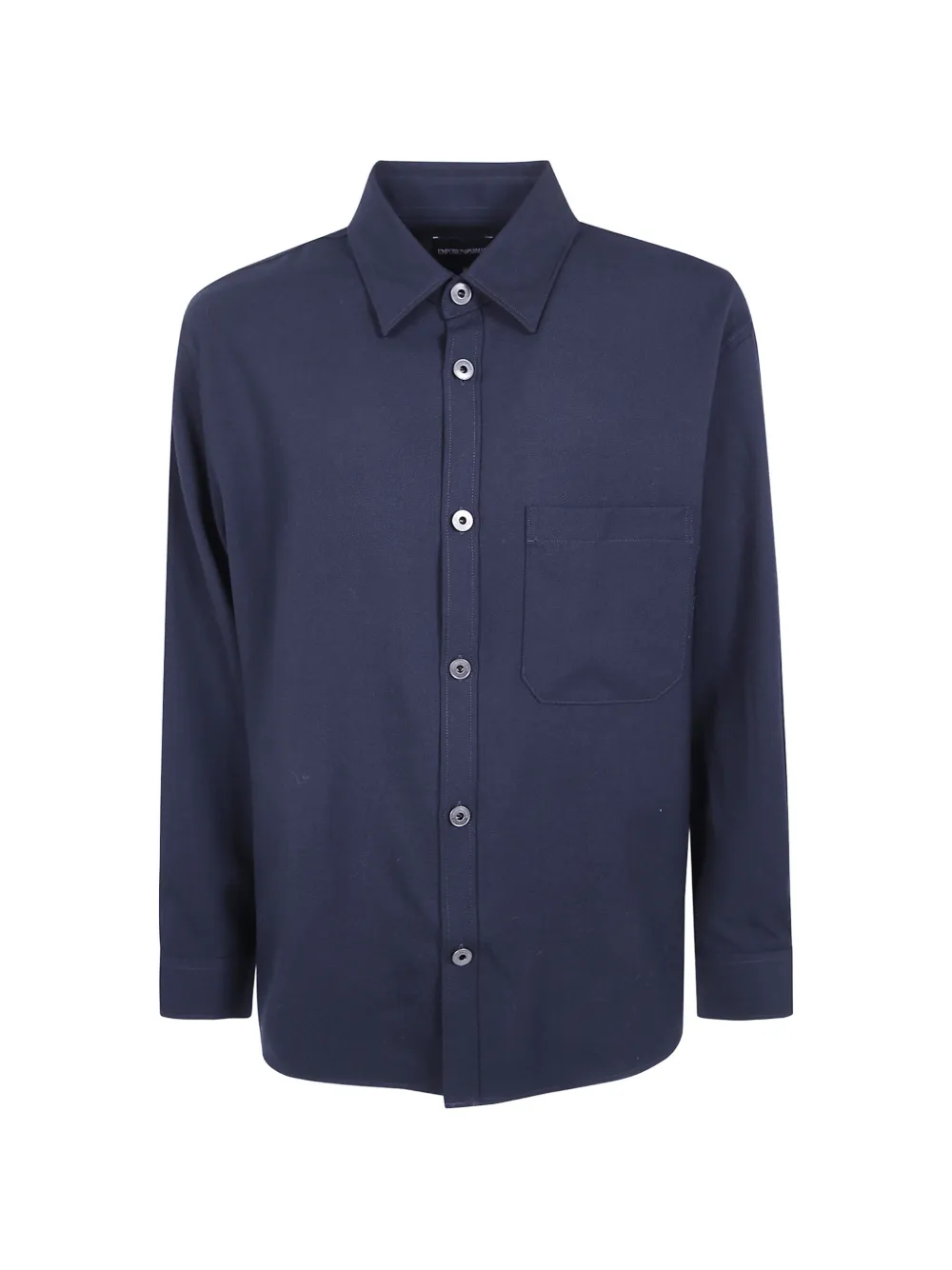 Emporio Armani logo-patch wool shirt - Blu