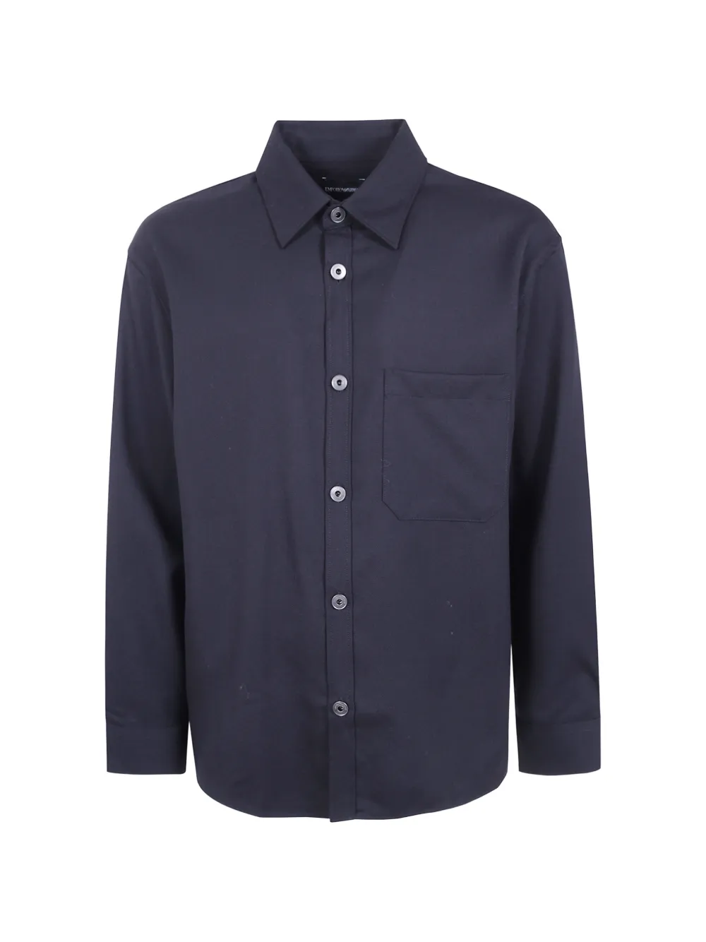 Emporio Armani logo-patch wool shirt - Nero