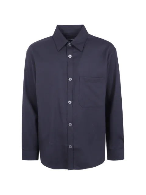 Emporio Armani logo-patch wool shirt
