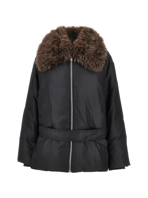 STAND STUDIO Celeste faux-fur collar belted jacket