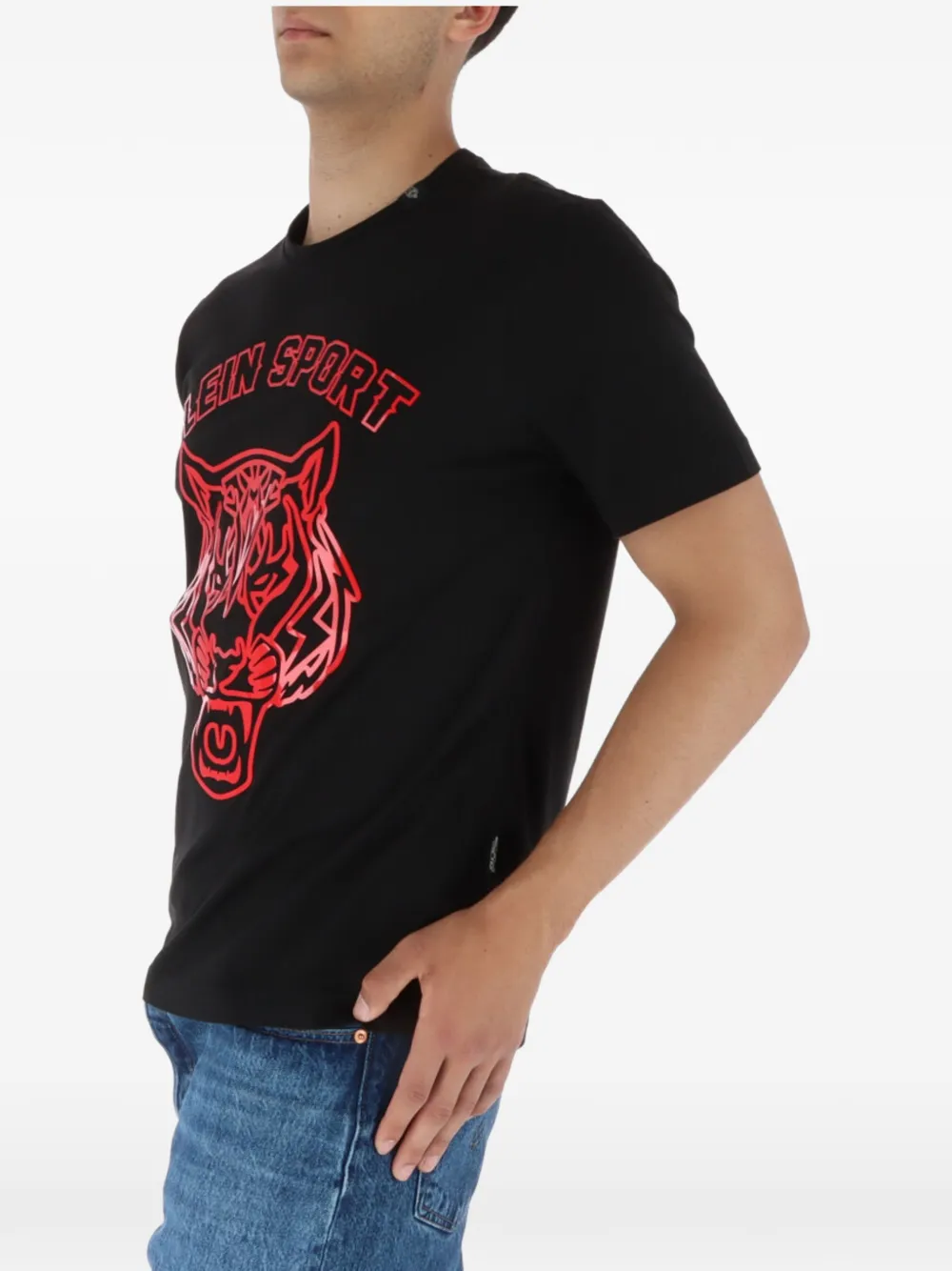 Plein Sport tiger-head graphic-print T-shirt Zwart