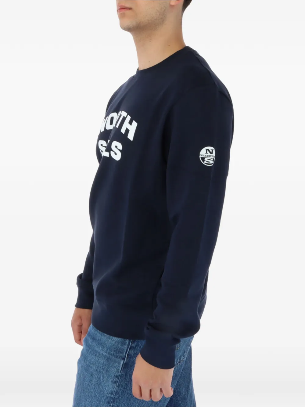 North Sails logo-print crew-neck sweater Blauw
