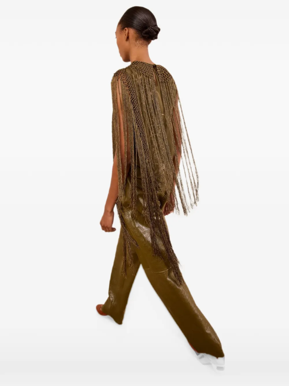 Ulla Johnson Willa fringe-trimmed silk top Groen