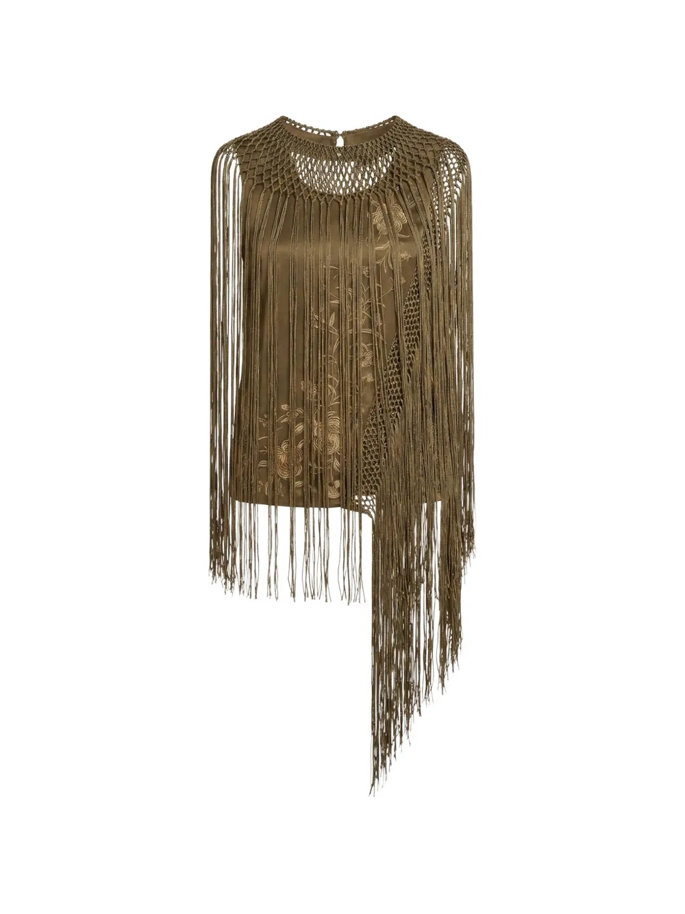 Ulla Johnson Top Willa in seta con frange - Verde