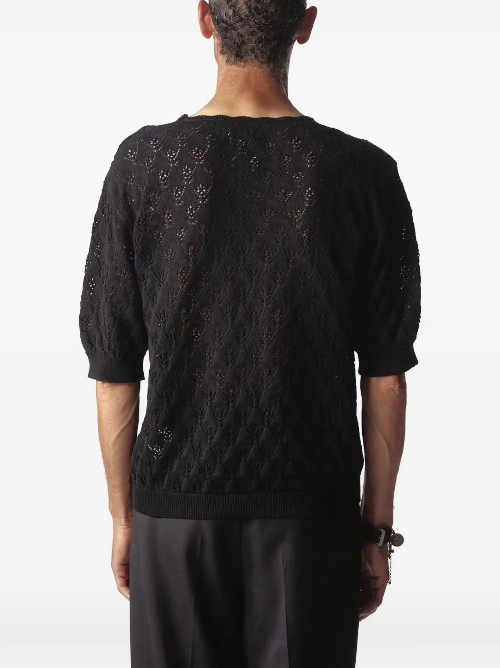 Magliano lace-knit logo-patch T-shirt Zwart