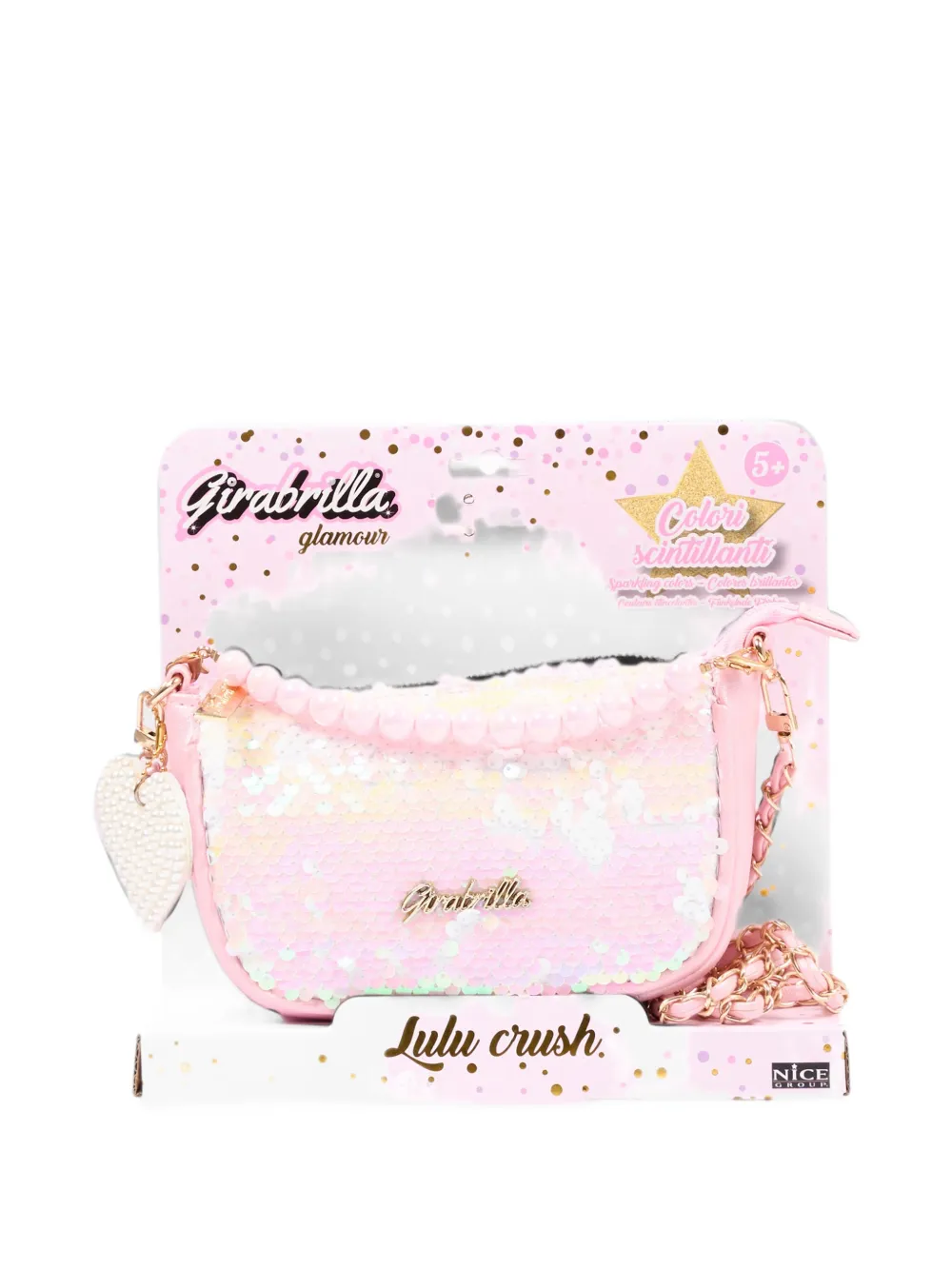 Girabrilla sequin-embellished heart-charm shoulder bag Roze