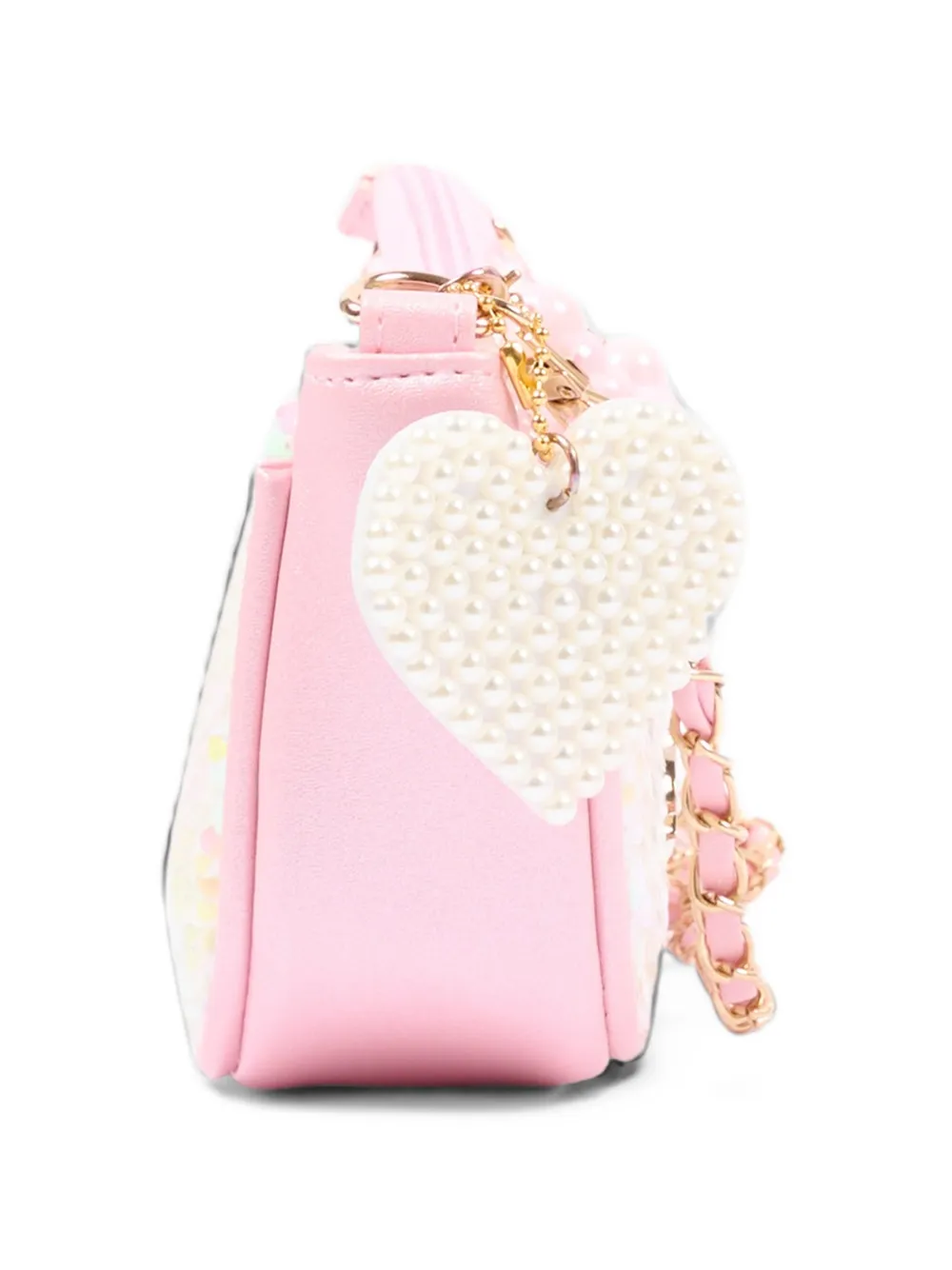 Girabrilla sequin-embellished heart-charm shoulder bag Roze