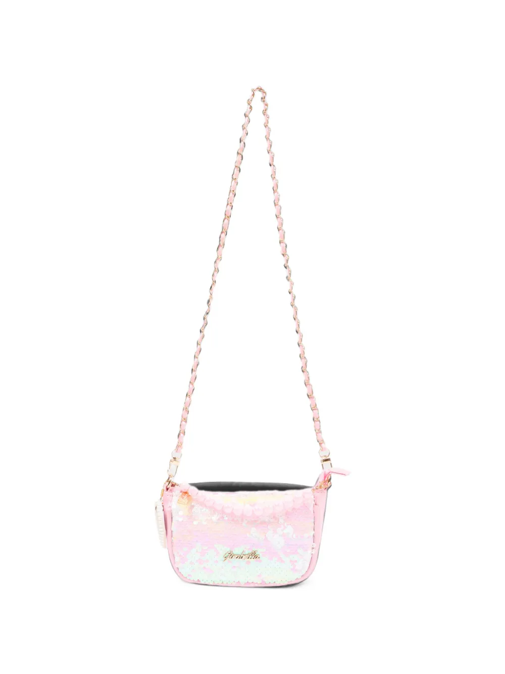Girabrilla sequin-embellished heart-charm shoulder bag Roze