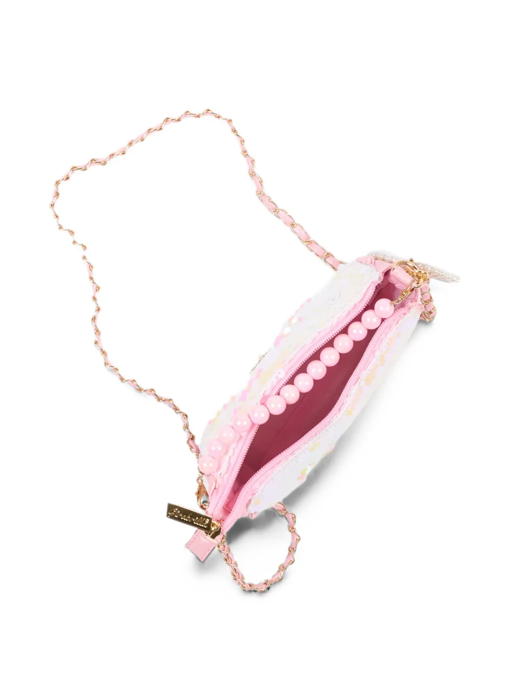 Girabrilla sequin-embellished heart-charm shoulder bag Roze
