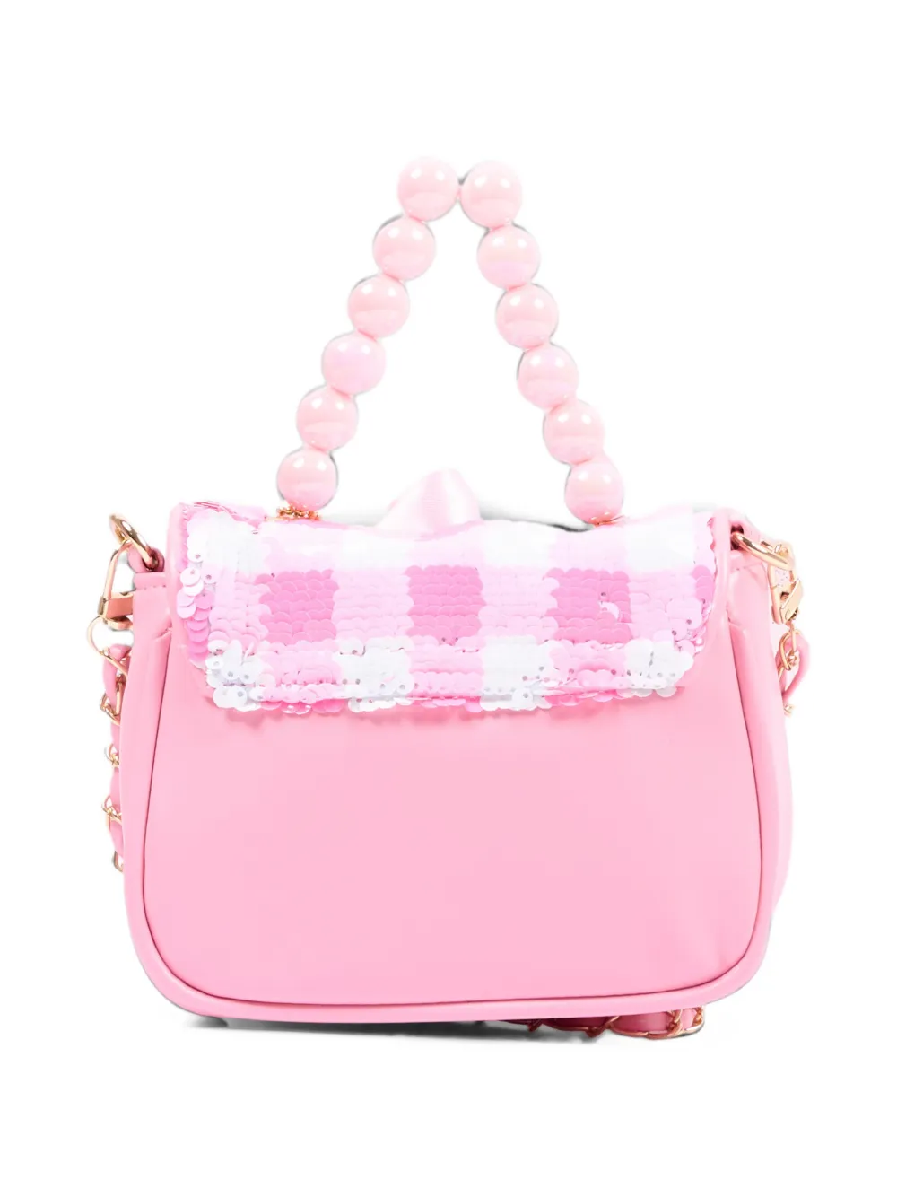 Girabrilla sequin-embellished gingham shoulder bag Roze