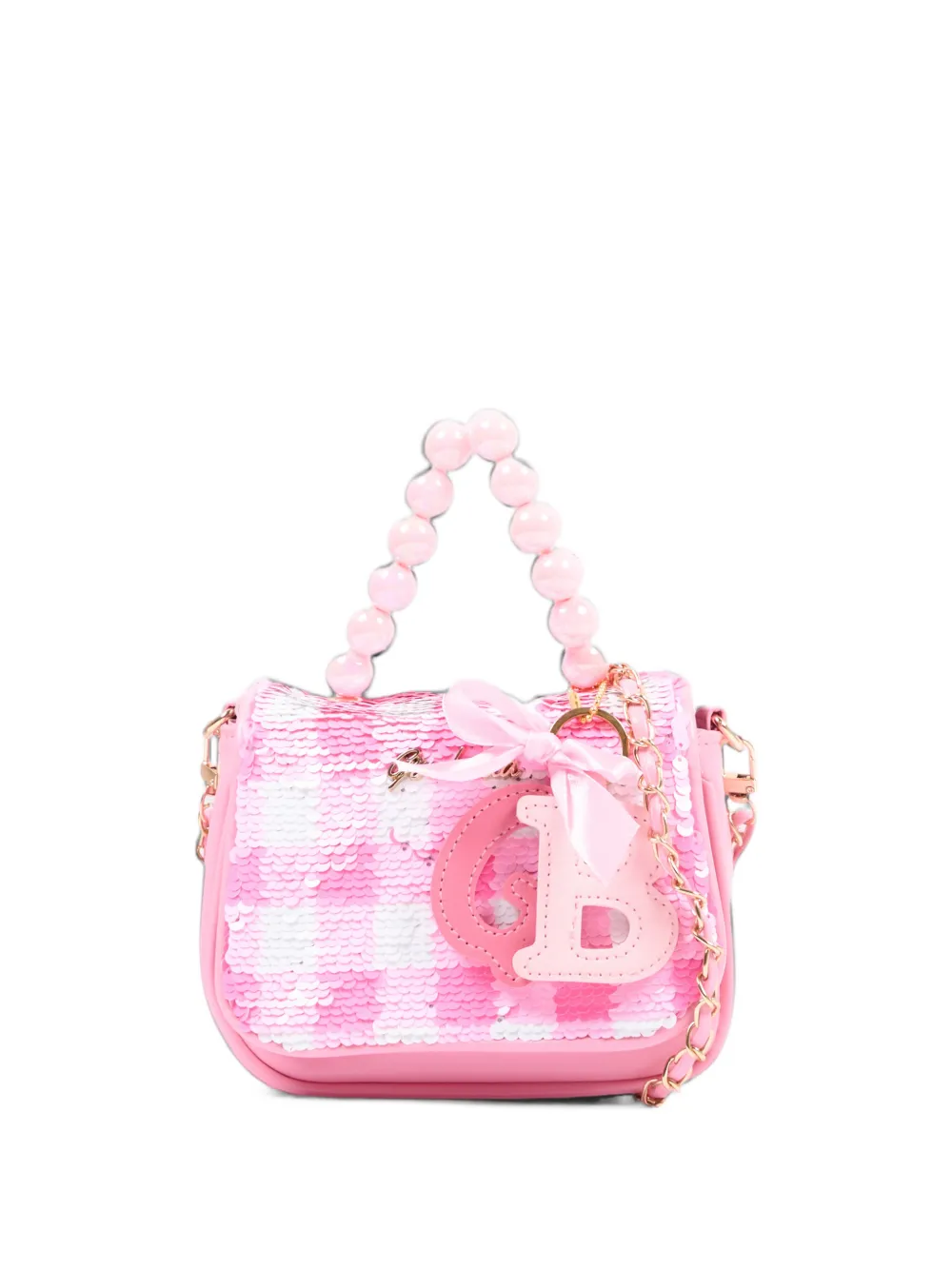 Girabrilla sequin-embellished gingham shoulder bag - Rosa