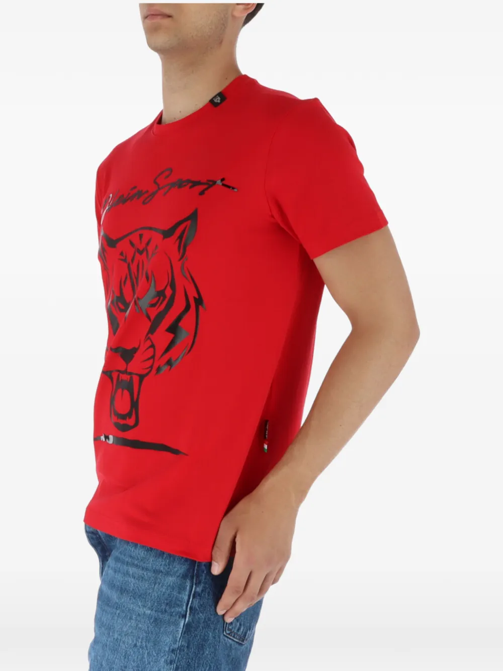 Plein Sport tiger-head graphic-print T-shirt Rood