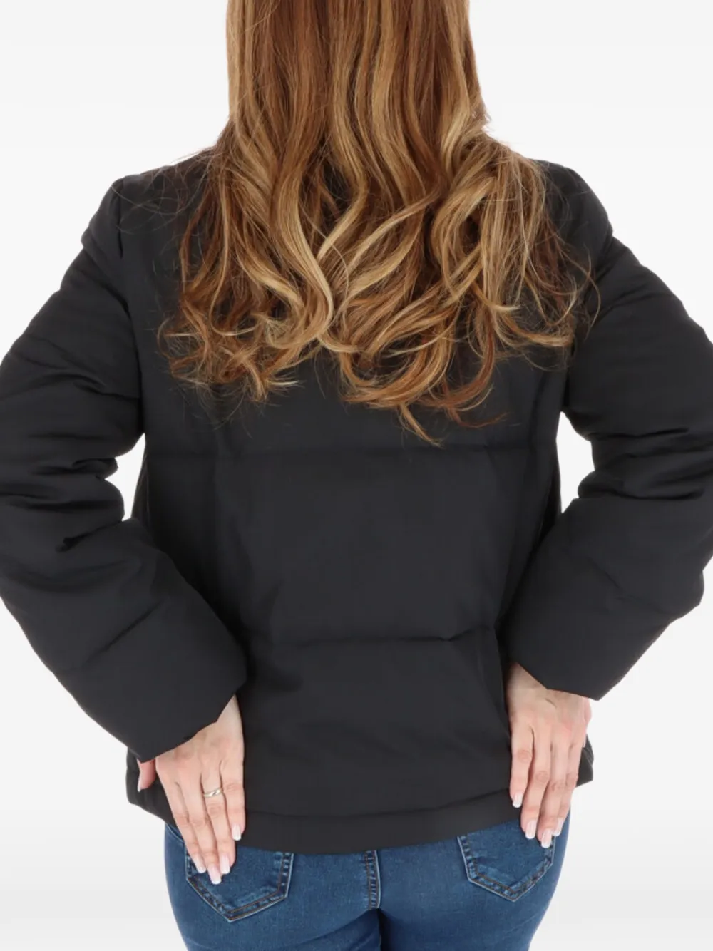 Love Moschino heart-patch padded jacket Zwart