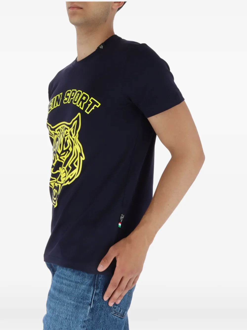Plein Sport tiger-head graphic-print T-shirt Blauw