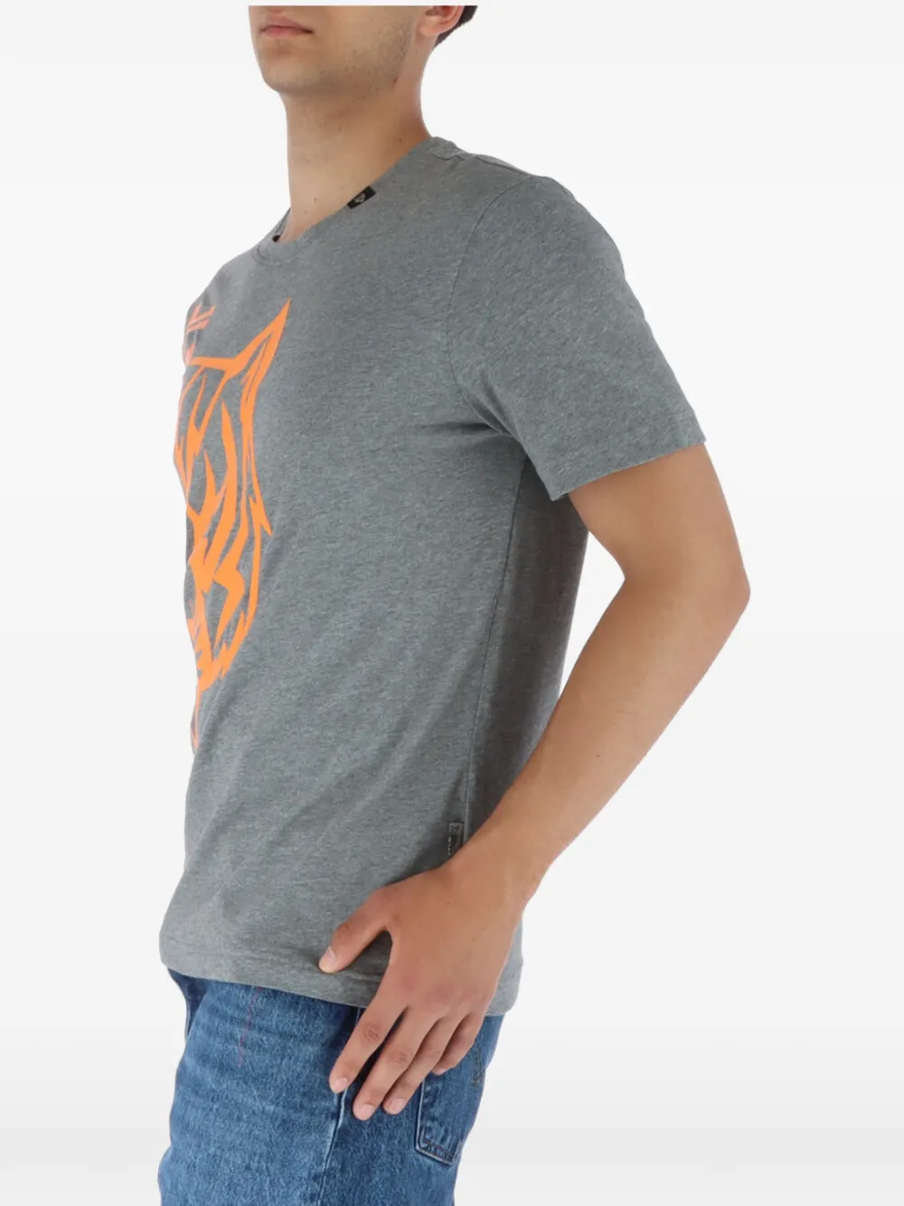 Plein Sport tiger-head logo-print T-shirt Grijs